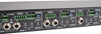 3 Zone Installation Mixer with 5 Stereo Inputs + 2 Mic Inputs